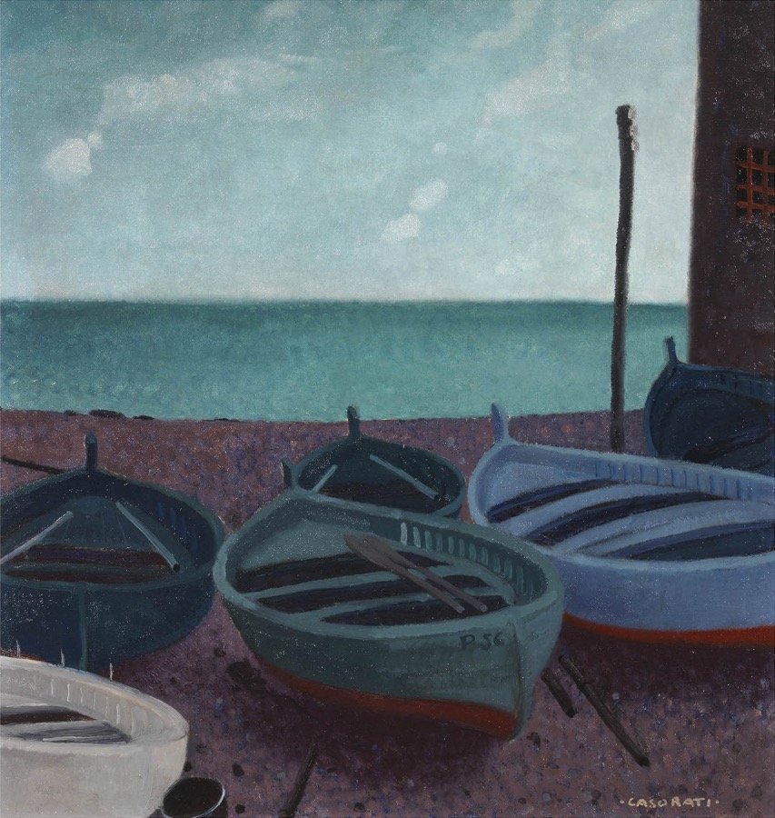 Casorati, Barche sulla spiaggia, 1930-32, 64x60 cm