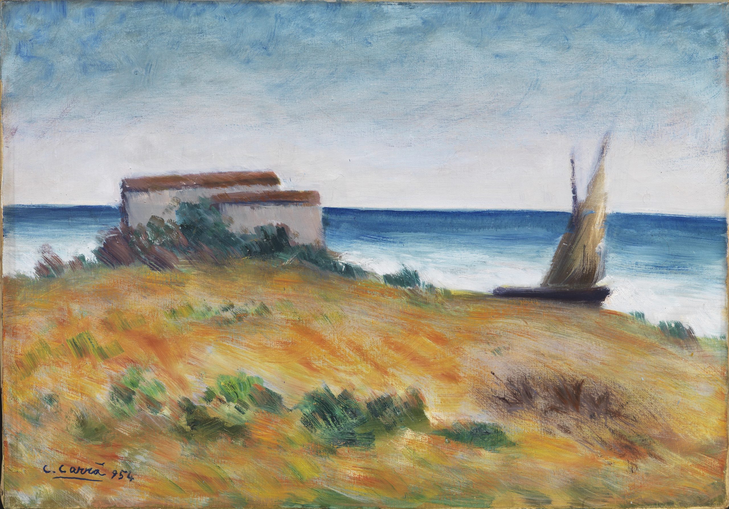 Carlo Carr&agrave;, Marina, 1954, oil on canvas, 50x70 cm