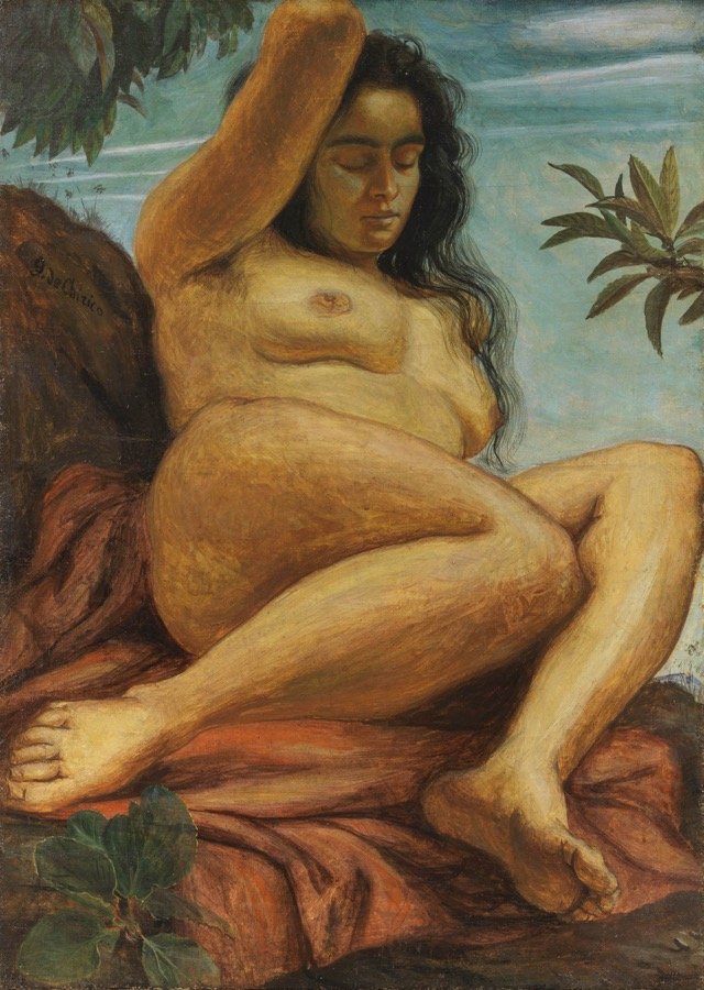 Giorgio de Chirico, Nudo femminile, 1923 ca, tempera grassa su tela, 84×60 cm Giorgio de Chirico, Nudo femminile, 1923 ca, tempera grassa su tela, 84x60 cm
