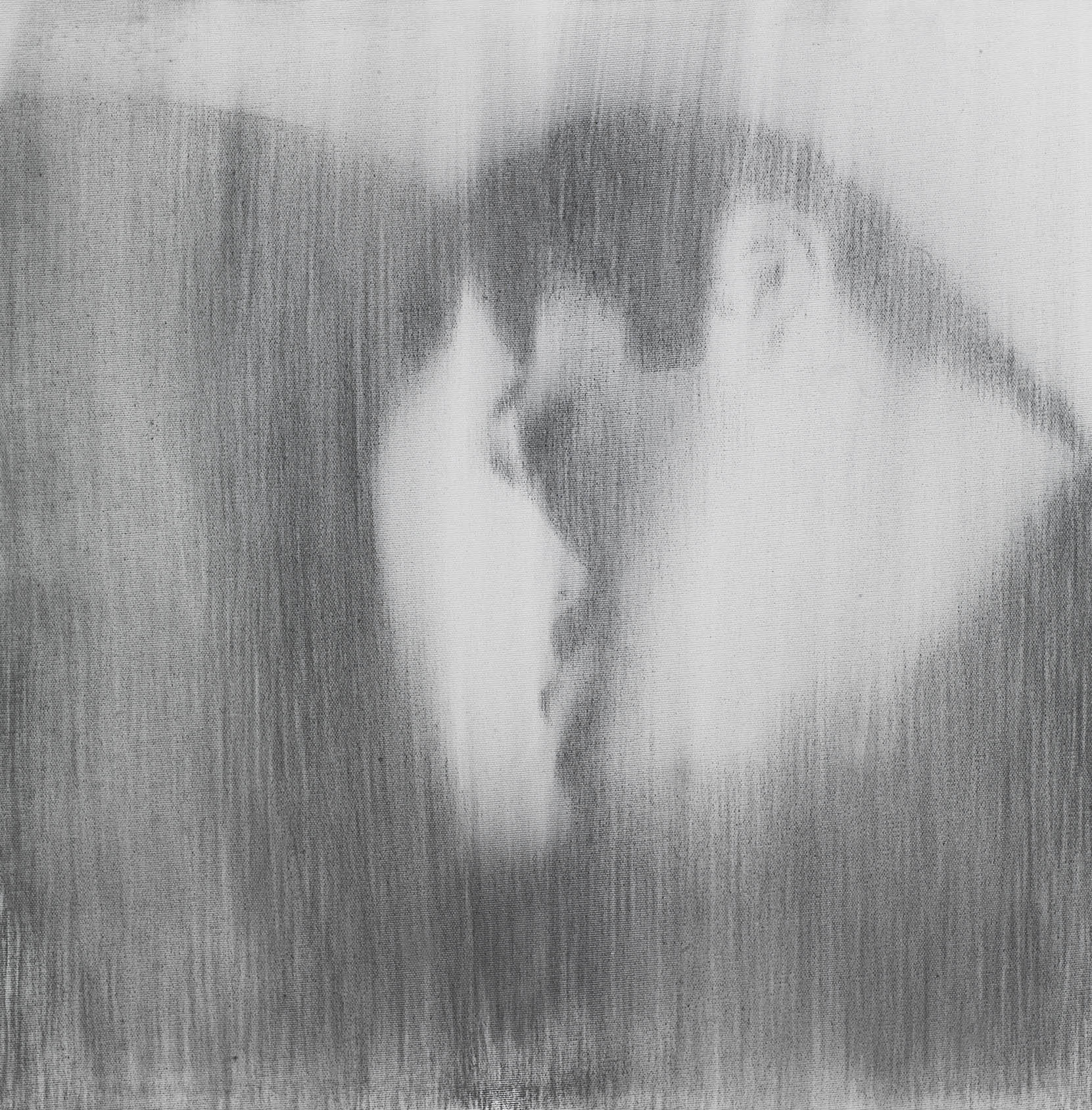 Omar Galliani, Baci Rubati : Covid 19 #14, carboncino e grafite su tela, 60x60 cm