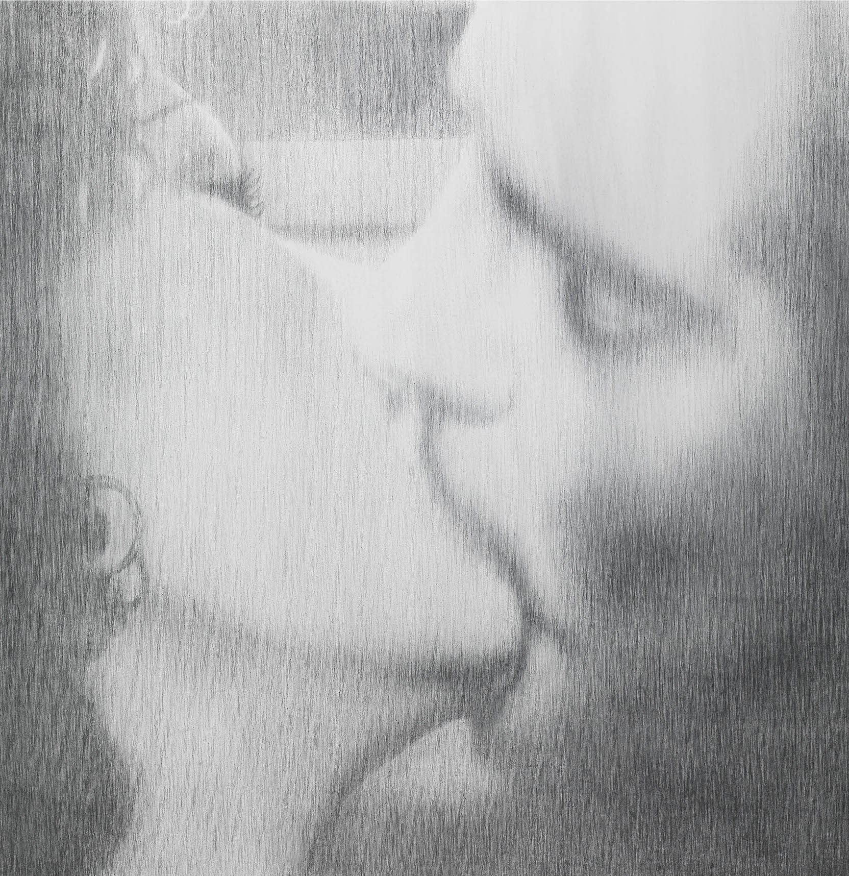 Omar Galliani, Baci rubati : Covid 19 #01, 2020, 100x100 cm