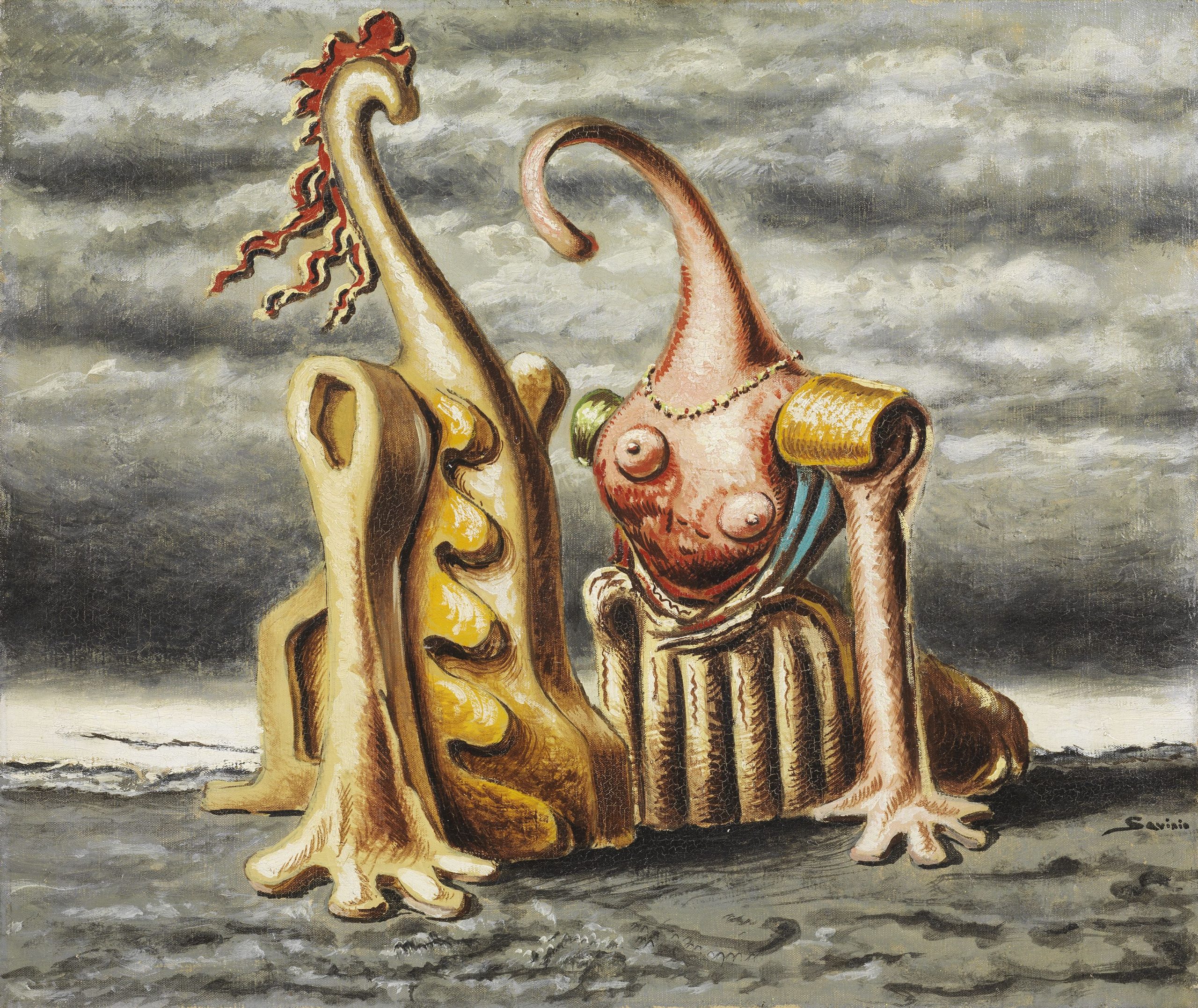 Alberto Savinio, Idillio marino, 1944, tempera su tela, 51,8 x 61 cm