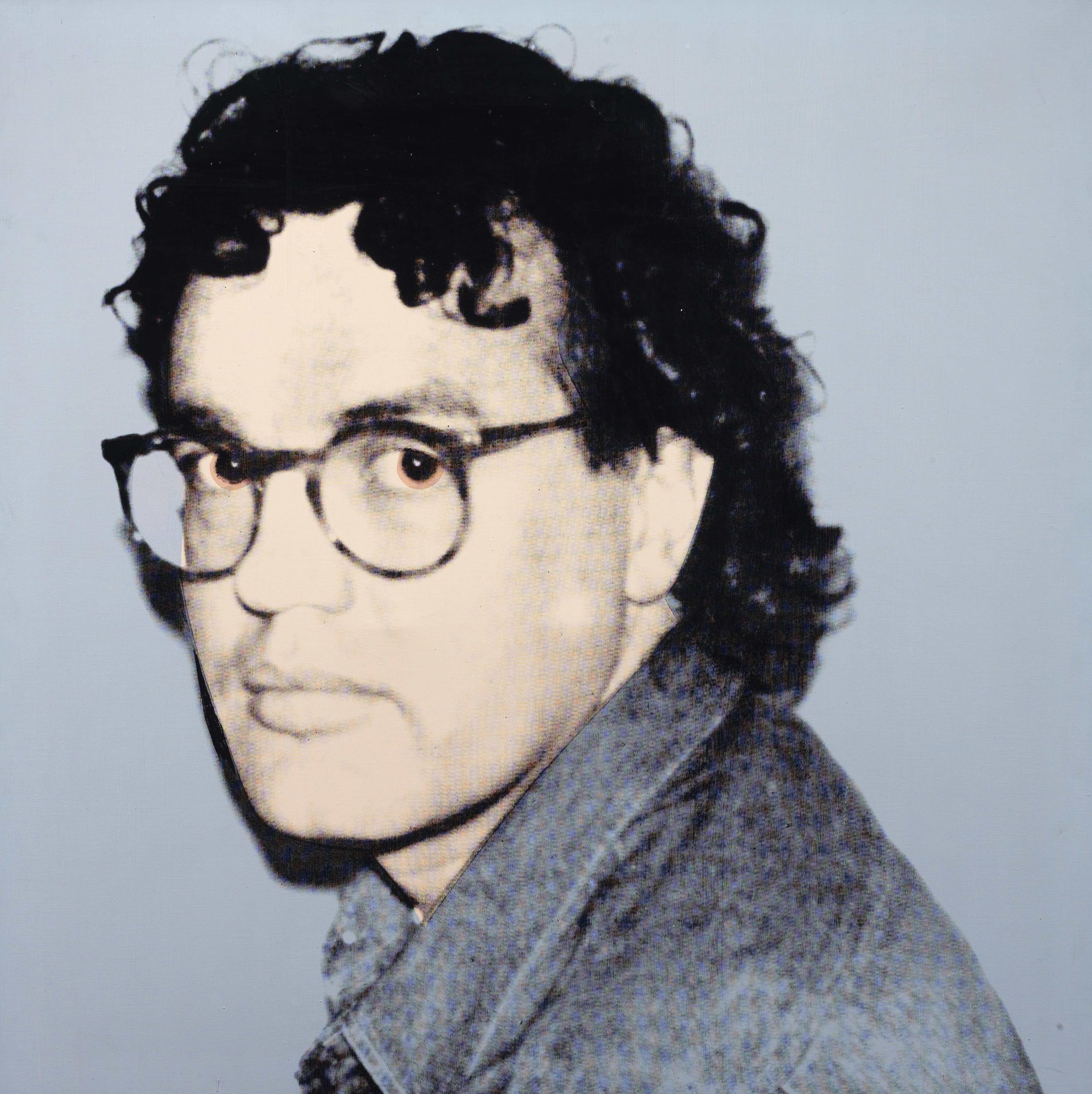 Andy Warhol, Portrait of Reimer Claussen, 1986, acrilici e stampa ad inchiostro su tela, 102x102 cm