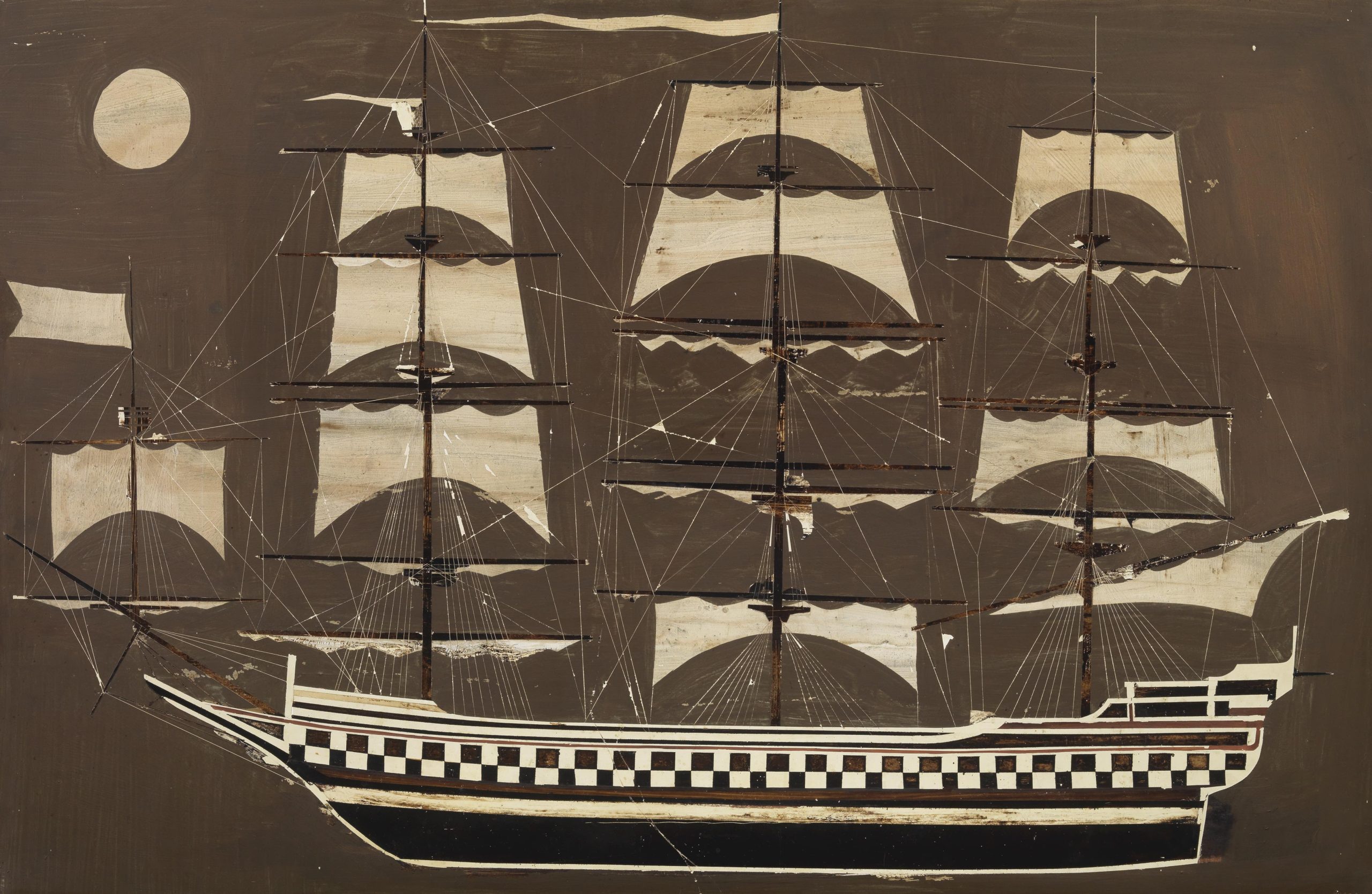 Pino Pascali, Veliero, 1962, tecnica mista su masonite, 110x170 cm