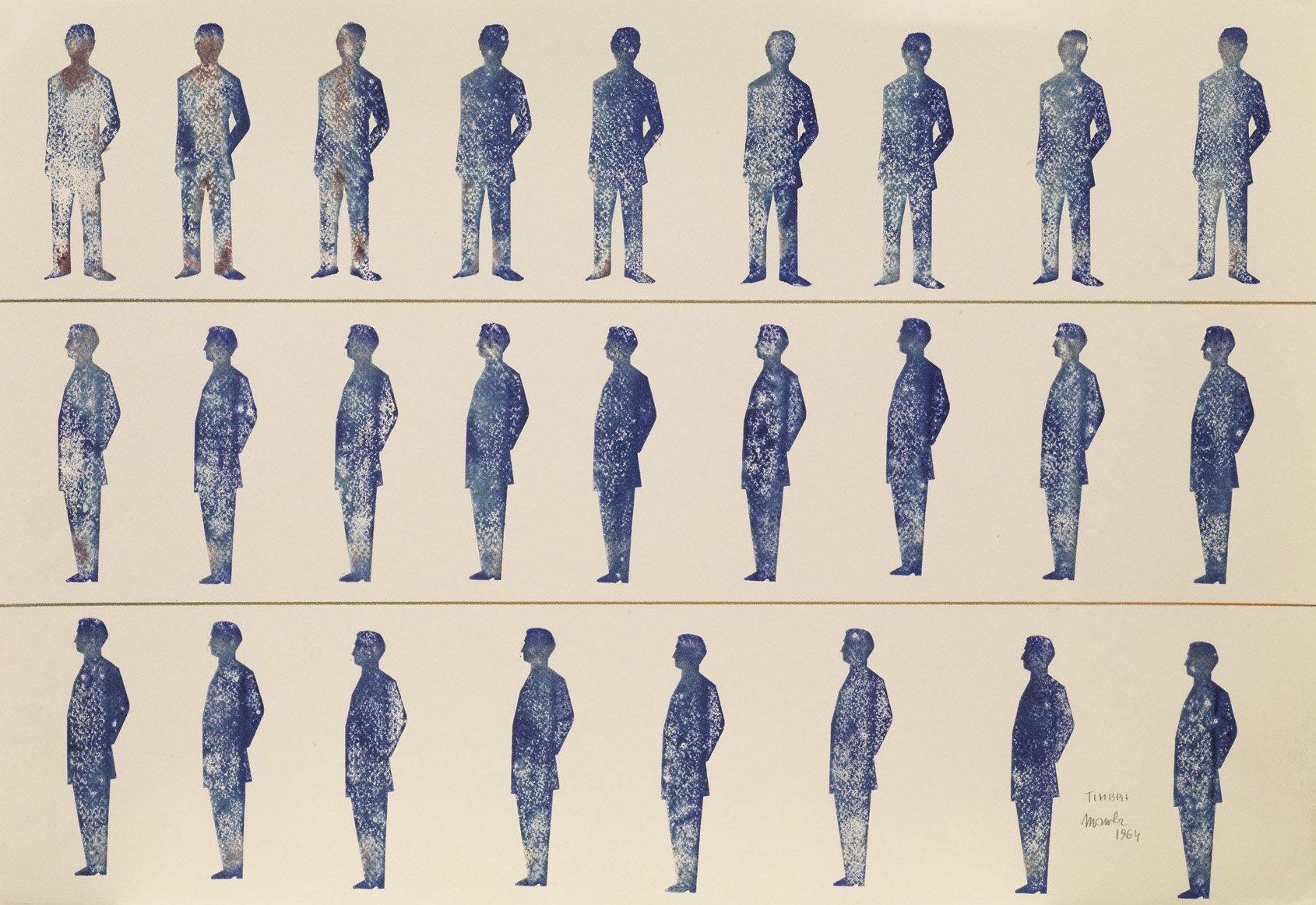 Renato Mambor, Timbri, 1964, inchiostro da timbro e pennarello su carta, 50x72 cm