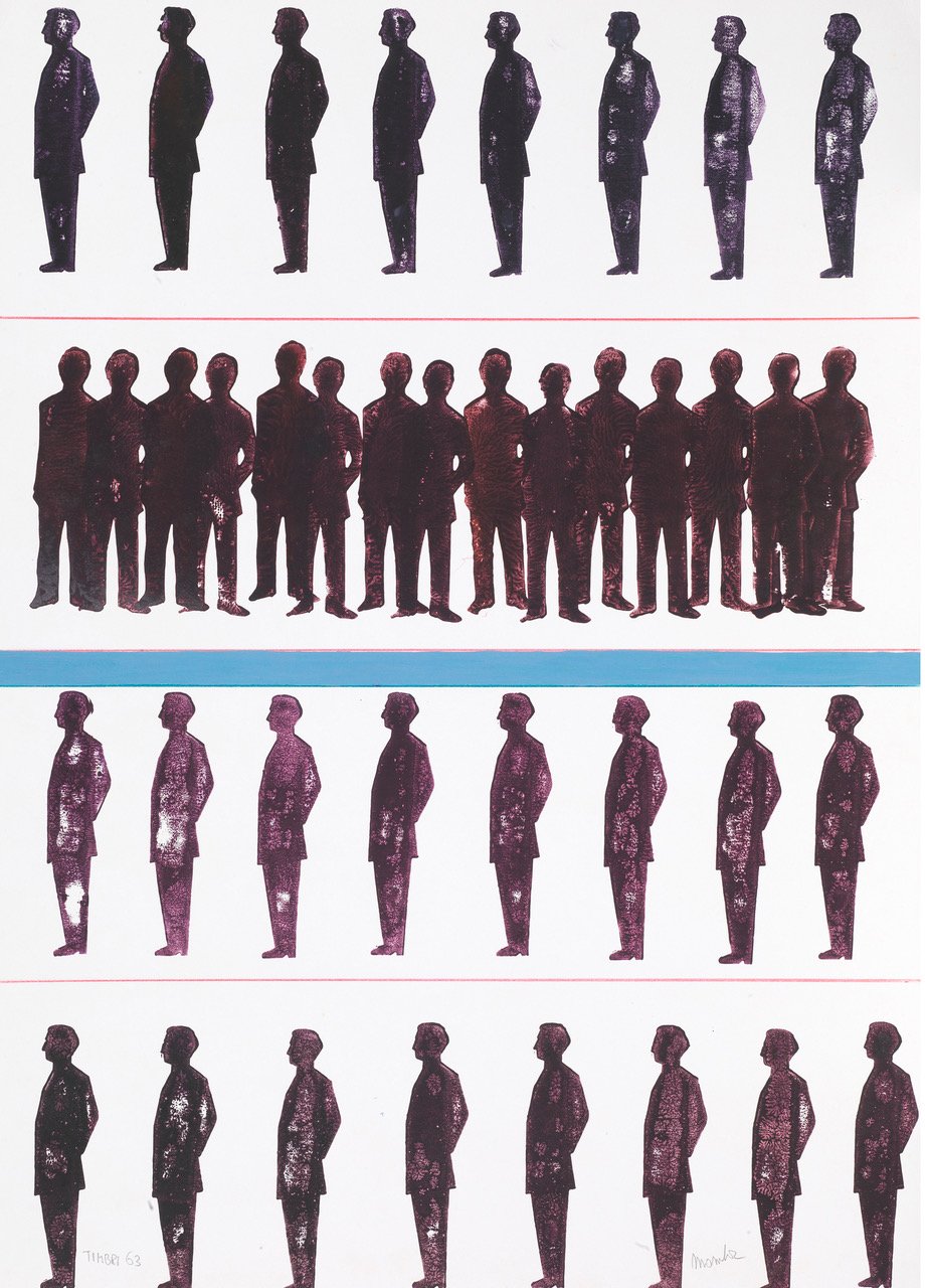 Roberto Mambor, Timbri, 1963, inchiostro da timbro e acrilico su carta, 72x51 cm