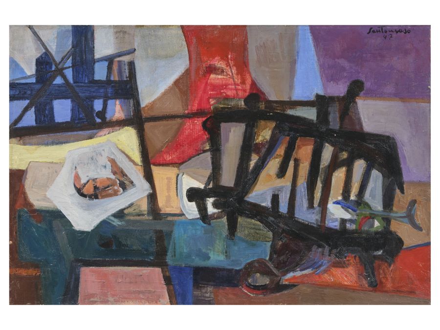 Santomaso, Interno con cancello, 1947, 60 x 90 cm